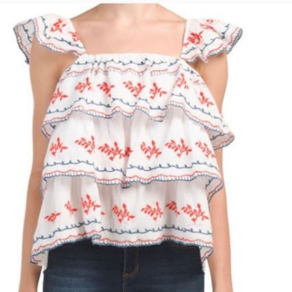 Grand & Greene Boho Ruffled Off the Shoulder Top - Picture 2 of 6